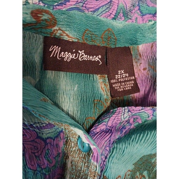 Vtg Maggie Barnes Top Sz 2X Asymmetrical Vibrant 90's BohoChic Artsy Maximalist - Picture 6 of 7